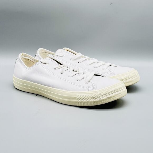 Converse Shoes Womens 8.5 White Leather Chuck Taylor All Star Low Top Sneakers - Picture 2 of 12